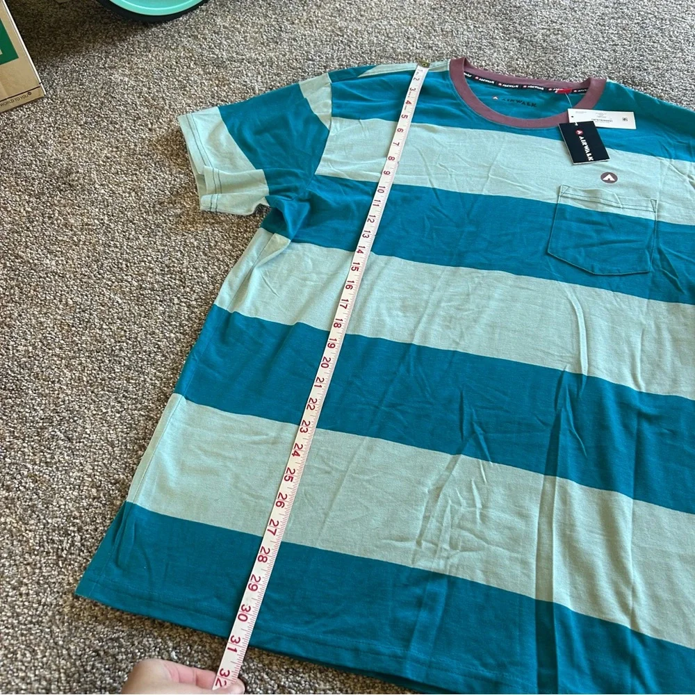 [Airwalk] NWT Teal and Blue Striped Ringer Tee - Picture 7 of 8